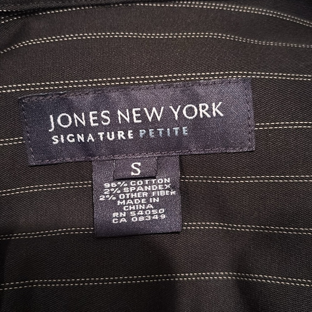 Set JONES New York Black Striped High Rise Straight Leg Pant & pinstripe jacket - Picture 11 of 12